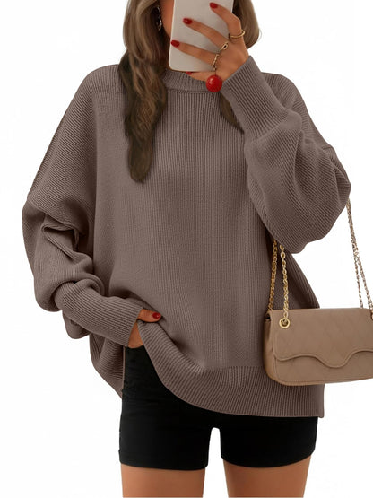 EFAN Women's Oversized Sweaters 2025 Fall Crewneck Batwing Sleeve Pullover Sweaters