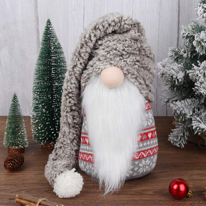 D-FantiX Christmas Gnome Plush 13 Inch Large Swedish Tomte Gnome Ornaments with Long Hat Holiday Scandinavian Christmas Decorations for Home (Grey, Nose Without Light)