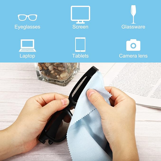 PATIKIL Eyeglass Microfiber Cleaning Cloth 7"x6", 24 Pack Glasses Cleaning