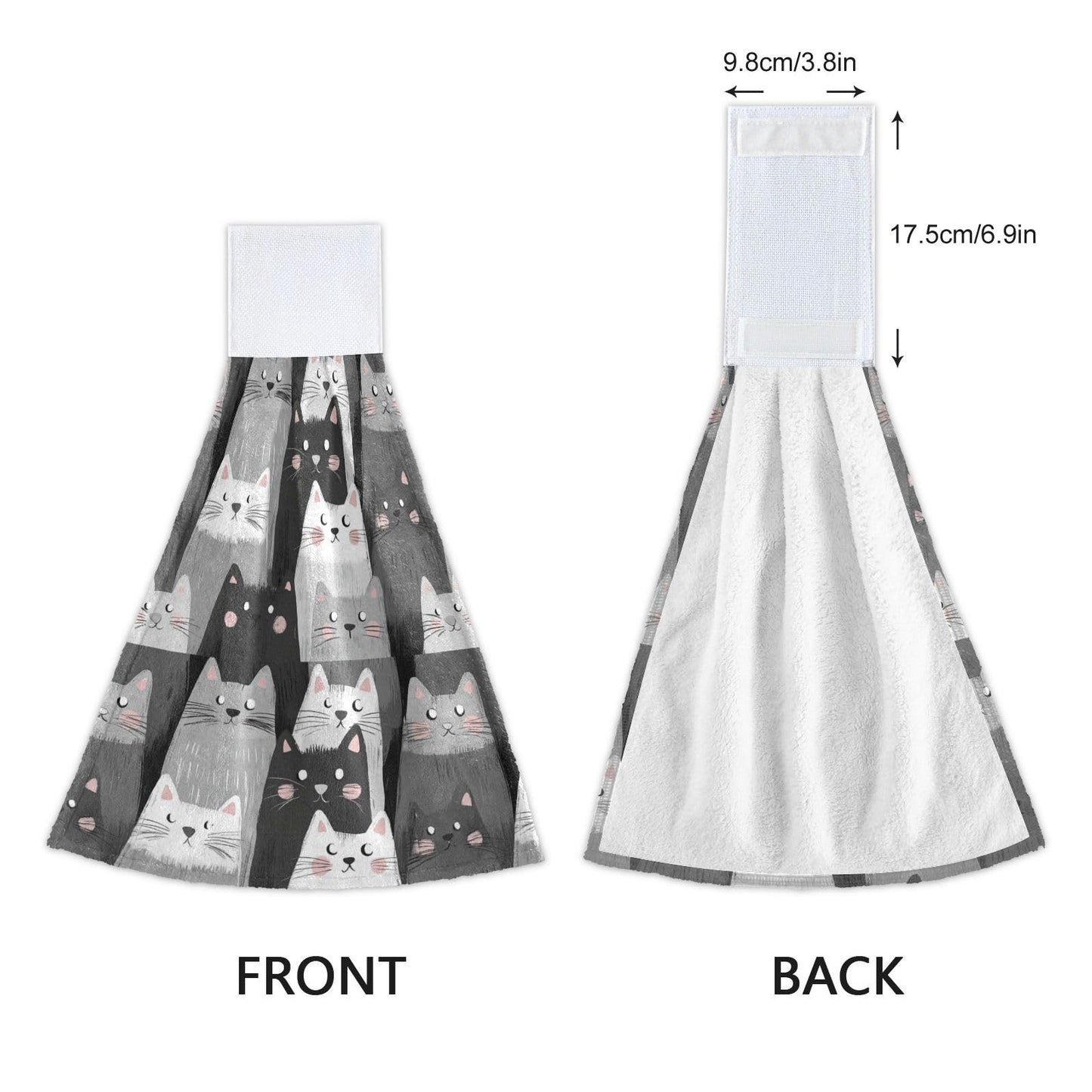Boccsty Cats Kitten Pattern Hanging Kitchen Towels 2 Pieces Funny Gray Kitty Animal Dish Cloth Tie Towels Hand Towel Tea Bar Towels for Bathroom Farmhouse Housewarming Tabletop Home