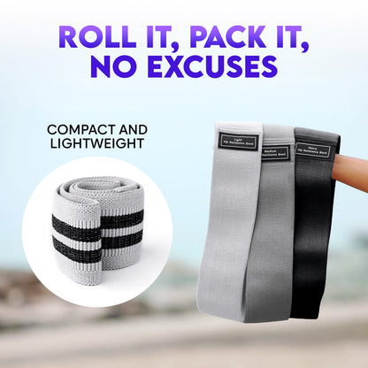 Wide Fabric Resistance Bands for Working Out | 3 Strength Level Non-Slip Exercise Booty Bands for Women & Men | Comes with a Bag and Tape Measure | for Gym, Yoga, Pilates