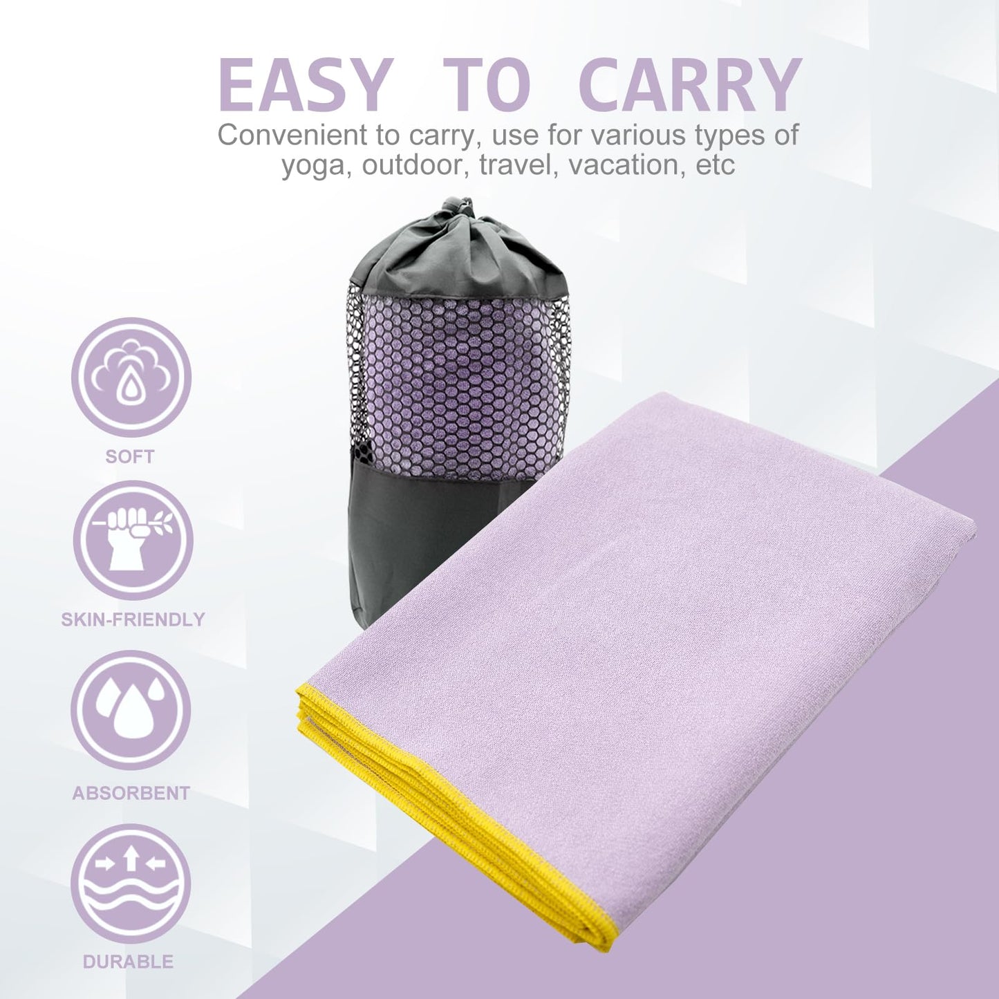 Eunzel Hot Yoga Towel - Microfiber Non Slip Yoga Mat Towel with Grip Dot Sweat Absorbent Towel for Hot Yoga, Pilates and Fitness 72" x 24", Dark Cyan/Orange