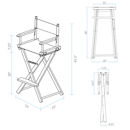 30" Director's Chair Black Frame-Orange Canvas