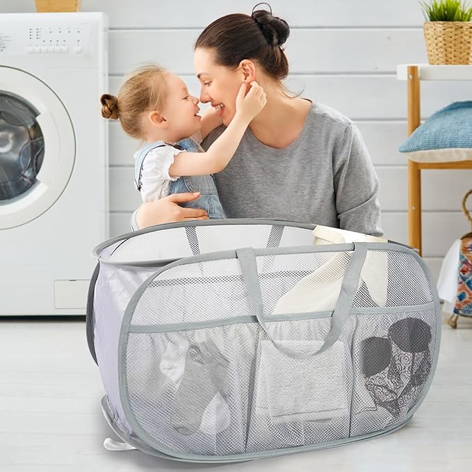 2 Pack Collapsible Laundry Baskets, Upgrade Pop Up Laundry Hamper