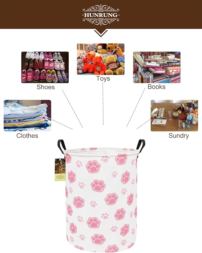 HUNRUNG Laundry Hamper, Large Canvas Fabric Lightweight Storage Basket Toy