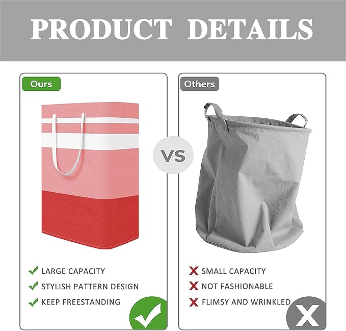 2-Pack Foldable Laundry Basket, Large Laundry Baskets