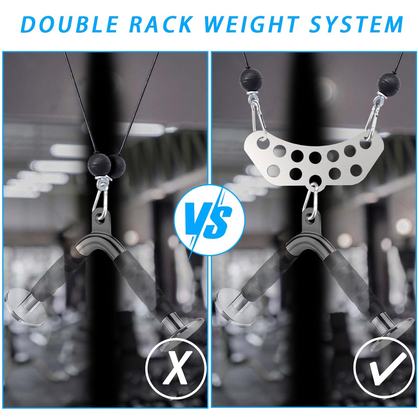 Lights Mountain Double to Single Adaptor Plate for Cable Pulley Machines, Durable Solid Stainless Steel with 3 Carabiners, Suitable for Dual Cable Machines LAT Pulldown, Shoulder & Biceps Exercises