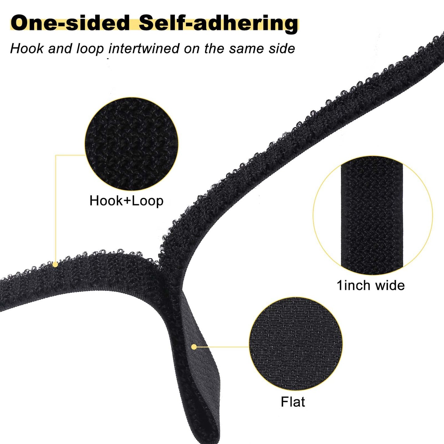 YMCRLUX 1"x32ft Hook and Loop Straps with 50 Metal Buckles, Adjustable Fastening Cable Straps, Cut-to-Length Cinch Strap, Reusable Nylon Securing Cord Ties for Organizer or Storage, 1 inch Wide, Black