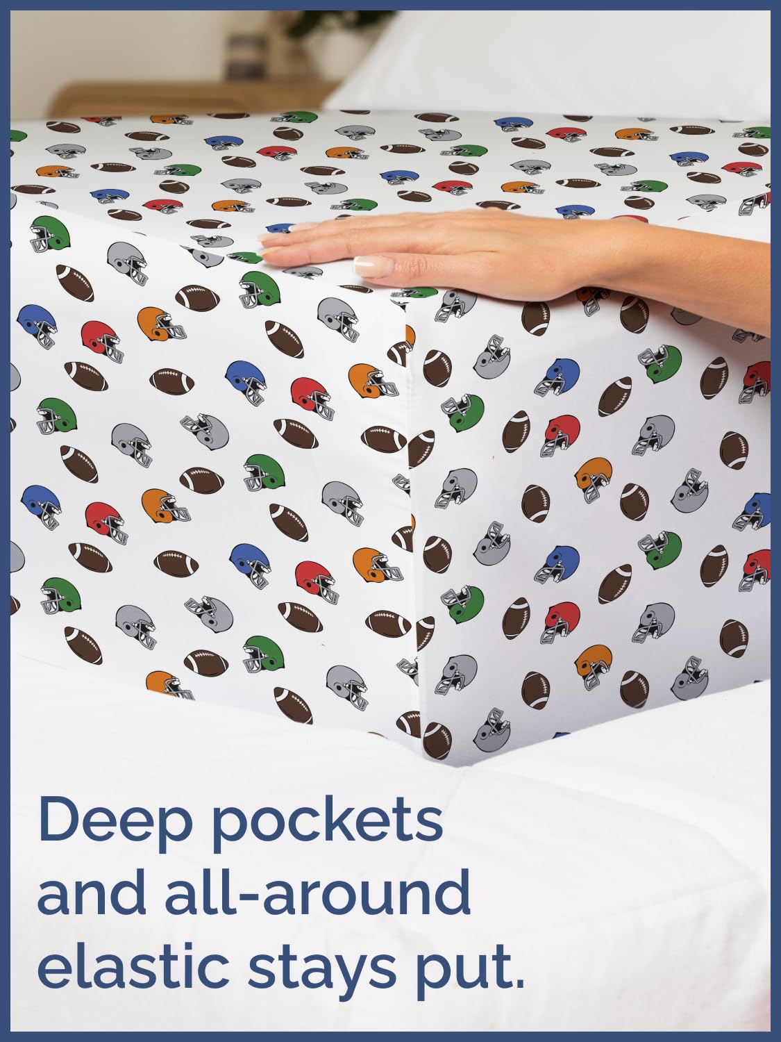 Kids Twin Size Bed Sheet Set - 3 Piece Kids Loft Bed Sheets - American Football Themed bedding - Soft, Cute and Cozy - Breathable & Machine Washable - Helmet Bed Set for Boys, Girls, Teens & Toddlers