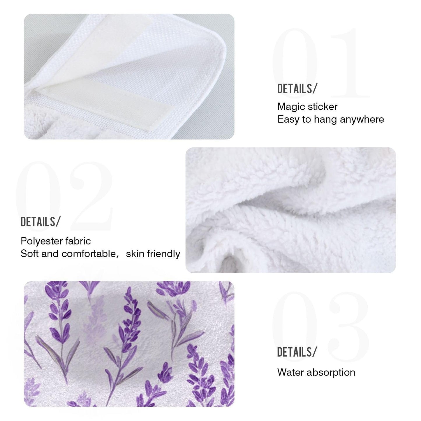 Boccsty Purple Lavender Hanging Kitchen Towels 2 Pieces Spring Summer Flower Floral Dish Cloth Tie Towels Hand Towel Tea Bar Towels for Bathroom Farmhouse Housewarming Tabletop Home