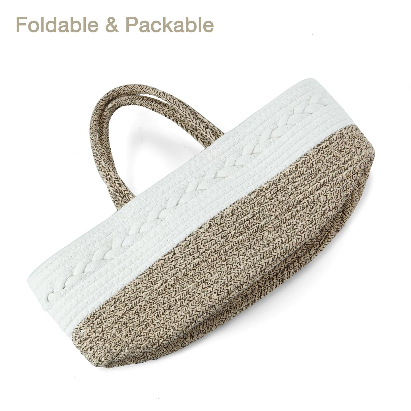 PandaEar Baby Diaper Caddy Organizer, Portable Nursery Storage Basket Cotton Rope Diaper Caddy for Baby Shower Gifts Newborn Infants -Brown