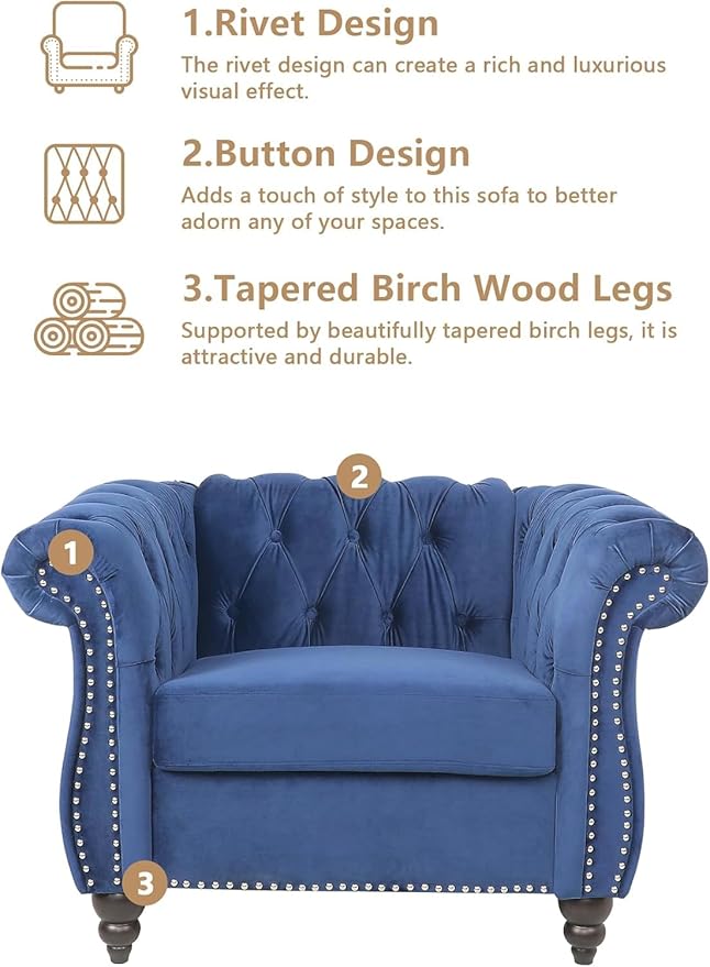 Mid-Century Sofa Chair, Velvet Accent Chair