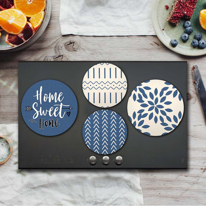 Home Sweet Home Electric Stove Burner Covers Modern Round Metal Stove Burner Covers,Set of 4,Beautiful Burner Covers,Light Blue Stove Top Covers Electric Stove Cooktop Decorative Kitchen Decor