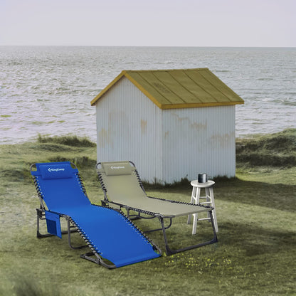 KingCamp Reclining Lounger Chair Camping Cots, 74.8" x 23.2" x 13.3", Blue
