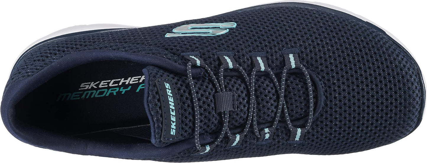 Skechers Womens Summits Artistry Chic Sneaker, Navy Light Blue, 5 UK