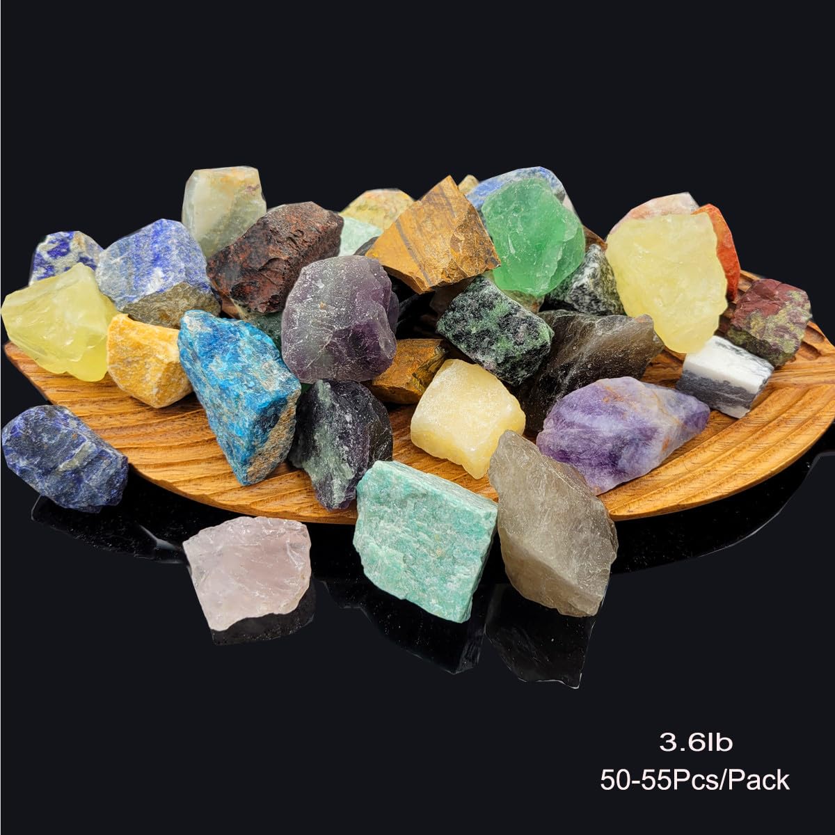 50Pcs+ (3.6lb) Natural Rocks for Tumbling,30Kinds Bulk Gemstone Raw Crystals Rough Stones for Polishing Wicca & Reiki Crystal Healing,Blue Apatite,Black Tourmaline,Citrine (Mix Color)