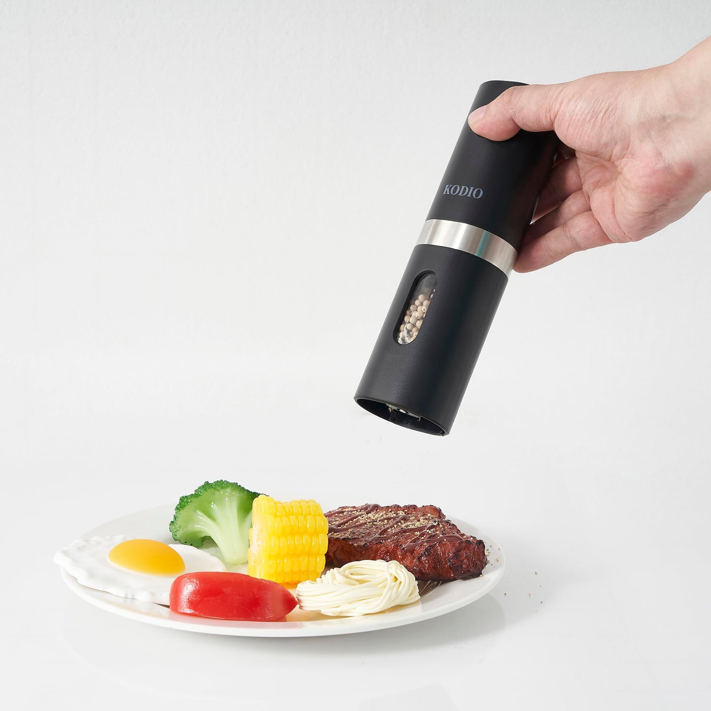 Electric Salt and Pepper Grinder Set, Rechargeable Base, Automatic Salt & Pepper Mill Refillable with USB Cables, Salt and Pepper Shakers, LED Light, One Hand Operation, 2 Adjustable Coarseness Mills