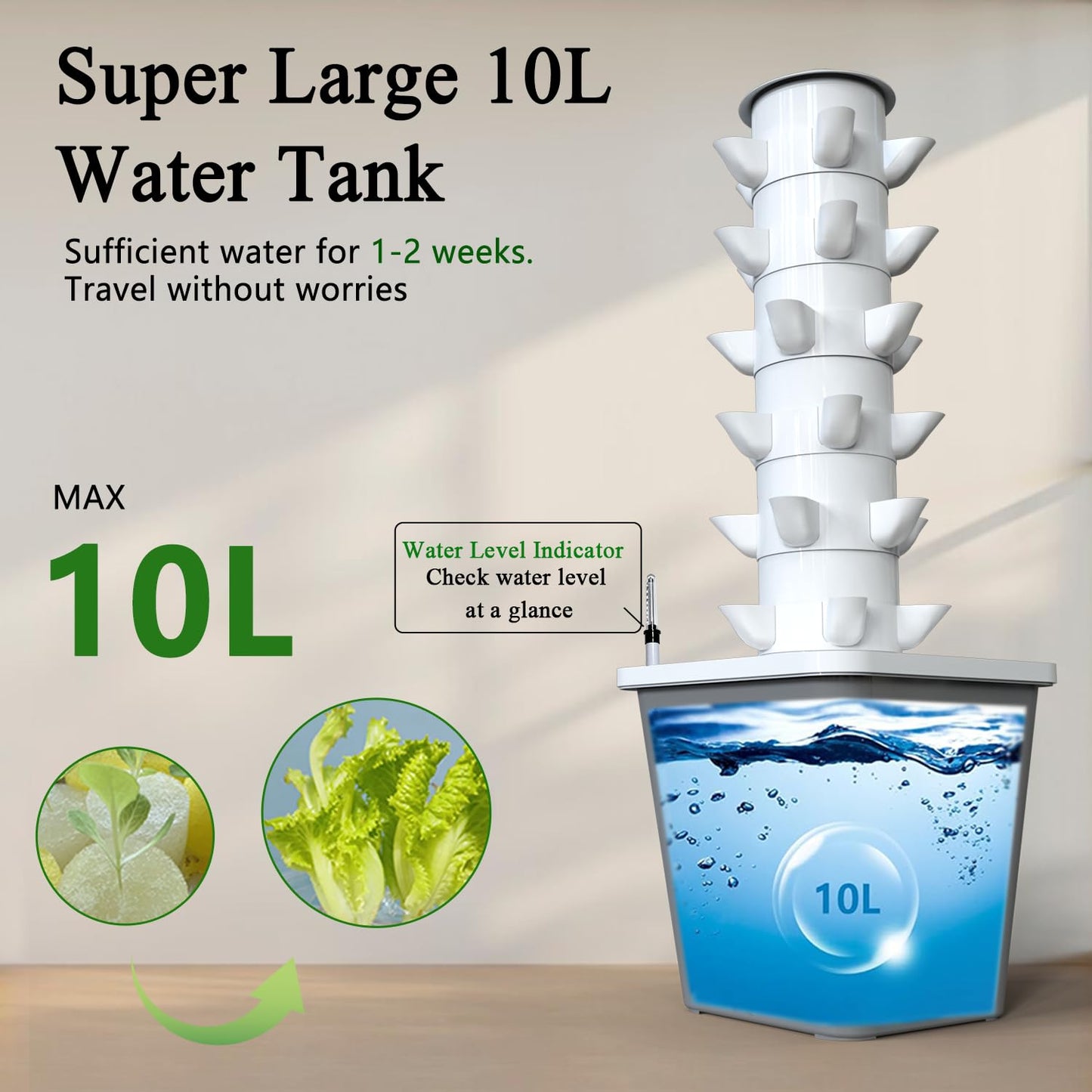 LYCereal Hydroponics Growing System, 30-Plant Indoor Hydroponic Tower with Timer and Pump System, Plants Germination Kit, Vertical Hydroponic System for Gardening Lover (No Seed)
