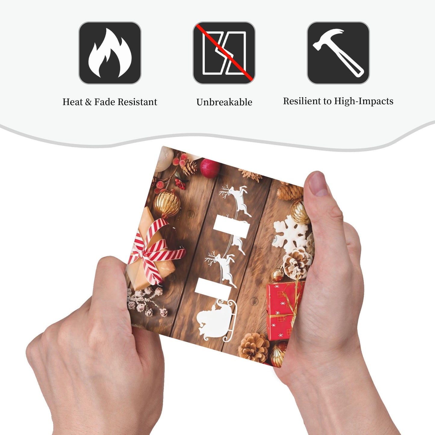 Decorative Art Light Switch Covers Christmas Sleigh & Gifts 2 Gang Double Toggle Wall Plate Decorative Switchcover Electrical Switchplate for Home Decor
