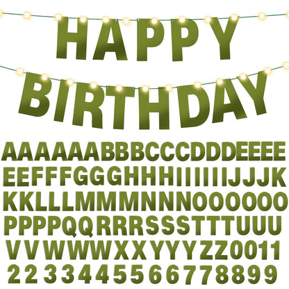 TaoBary 112 Pcs DIY Letter Kit Glitter Customizable Banner Letters Include 107 Letters and Numbers 3 Rope and 2 Needles for Birthday Halloween Christmas Wedding Valentine Party Decor(Bright Green)
