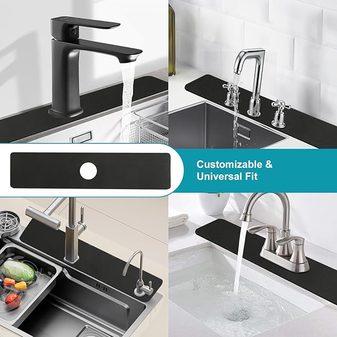 Customizable Kitchen Sink Faucet Mat: 30"Lx5.5"W Bathroom Counter Protector
