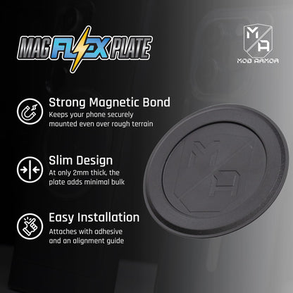 Mob Armor Magnet Flex Plate - Magnetic Phone Mount Compatible for iPhone & Android, Wireless Charging Compatible - 2mm Slim Rubber Magnetic Plate for Car Mounts, Home & Gym, Supports MagSafe Devices