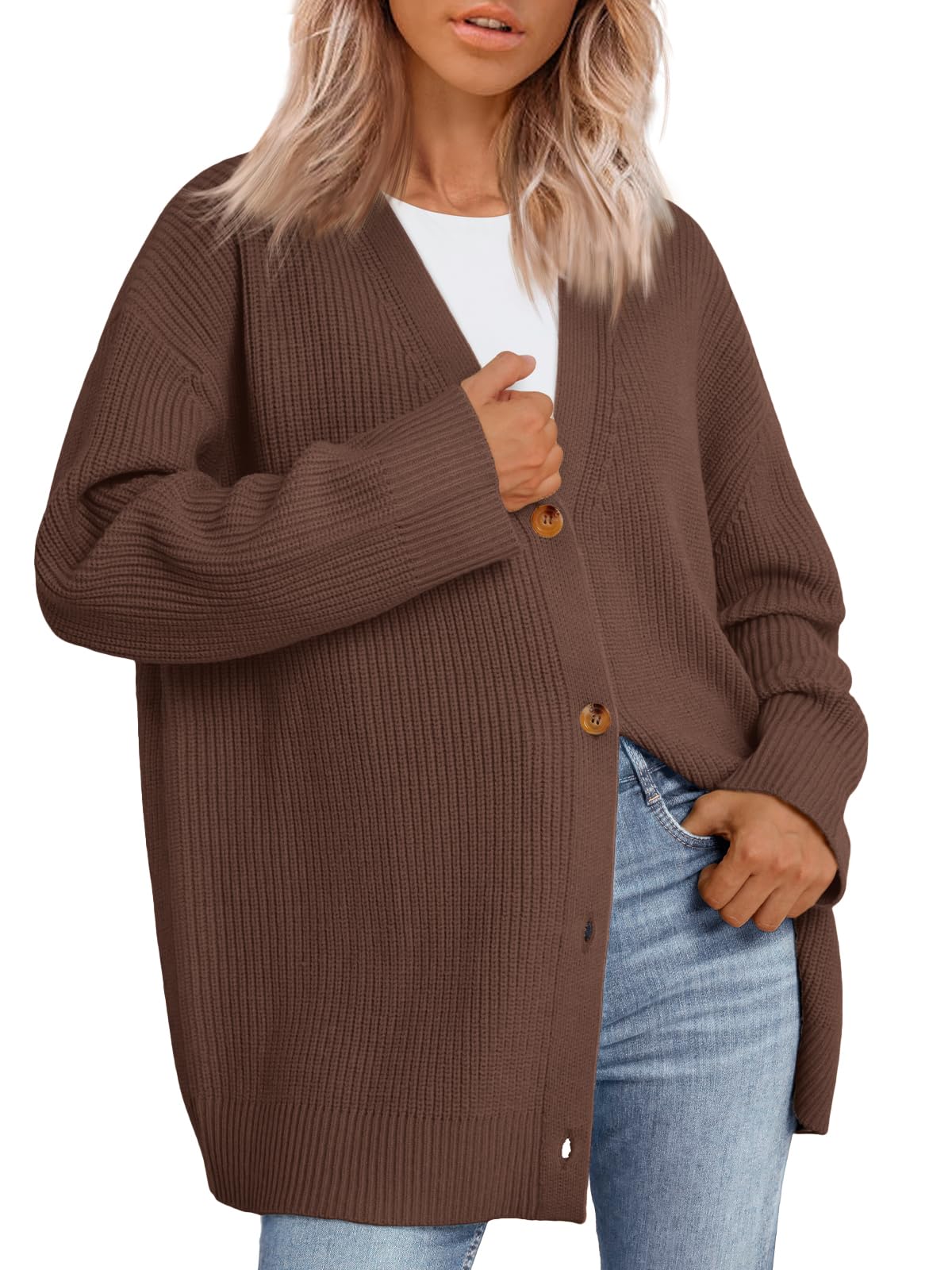 LILLUSORY Women Oversized Cardigan Sweater 2025 Fall Outfits Cloth Fashion V Neck Knit Button Front Casual Trendy Tops