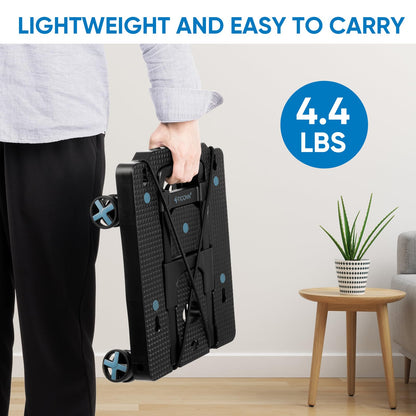 TICONN Folding Portable Dolly Cart, Black, 4-Wheel, 110 lbs Capacity, Adjustable Handle, Silent Wheels