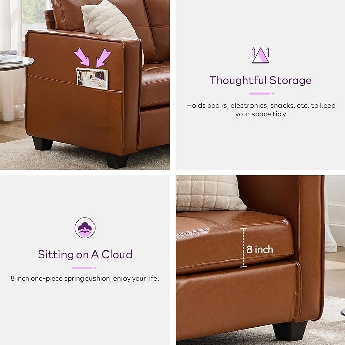 TYBOATLE 65" Faux Leather Love Seat Sofa