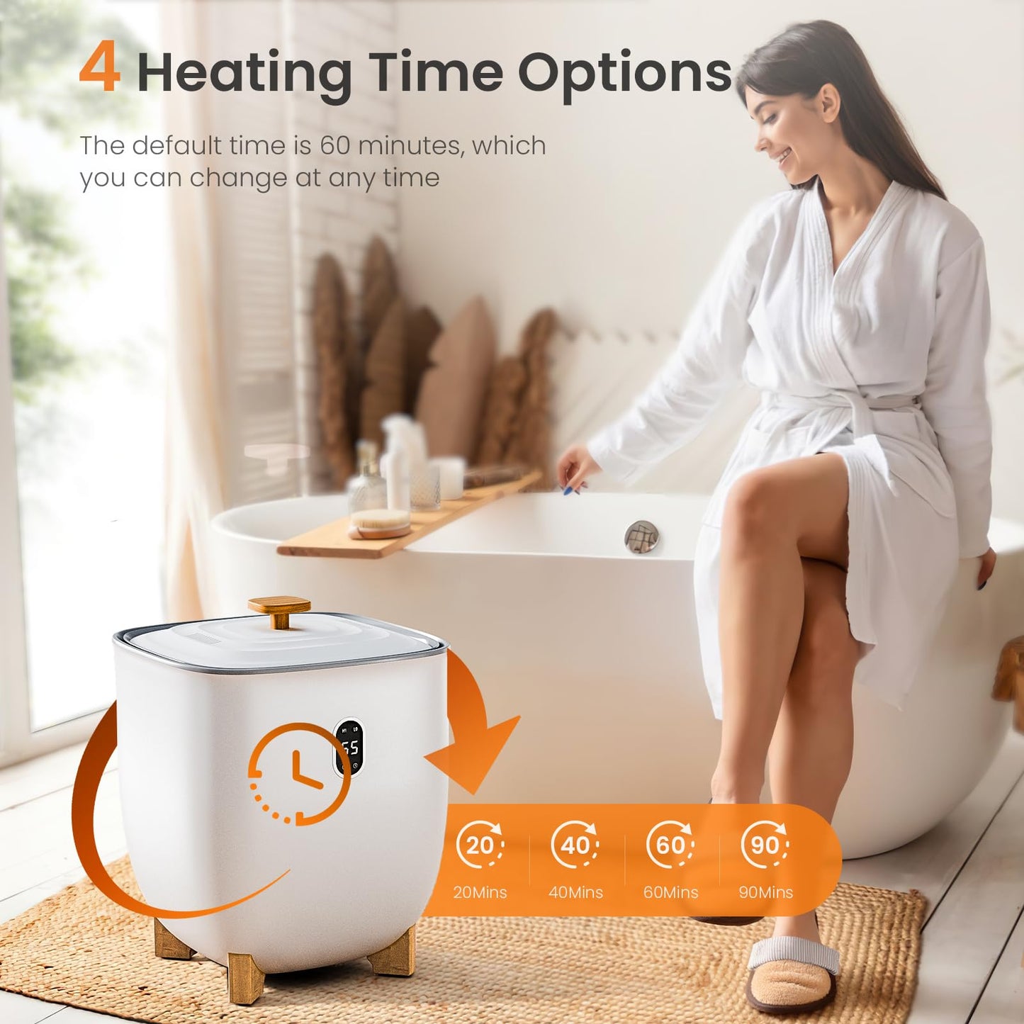25L Towel Warmer,Large Towel Warmers for Bathroom,Hot Towel Warmers Bucket with 2 Heating Modes,Auto Shut-Off,LCD Screen,Fits 2 Blankets,Bathrobes,White