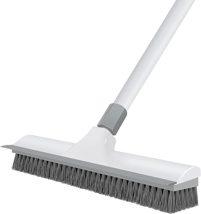 Floor Scrub Brush with 60 inch Long Handle, 2 in 1 Heavy Duty Stiff Bristle