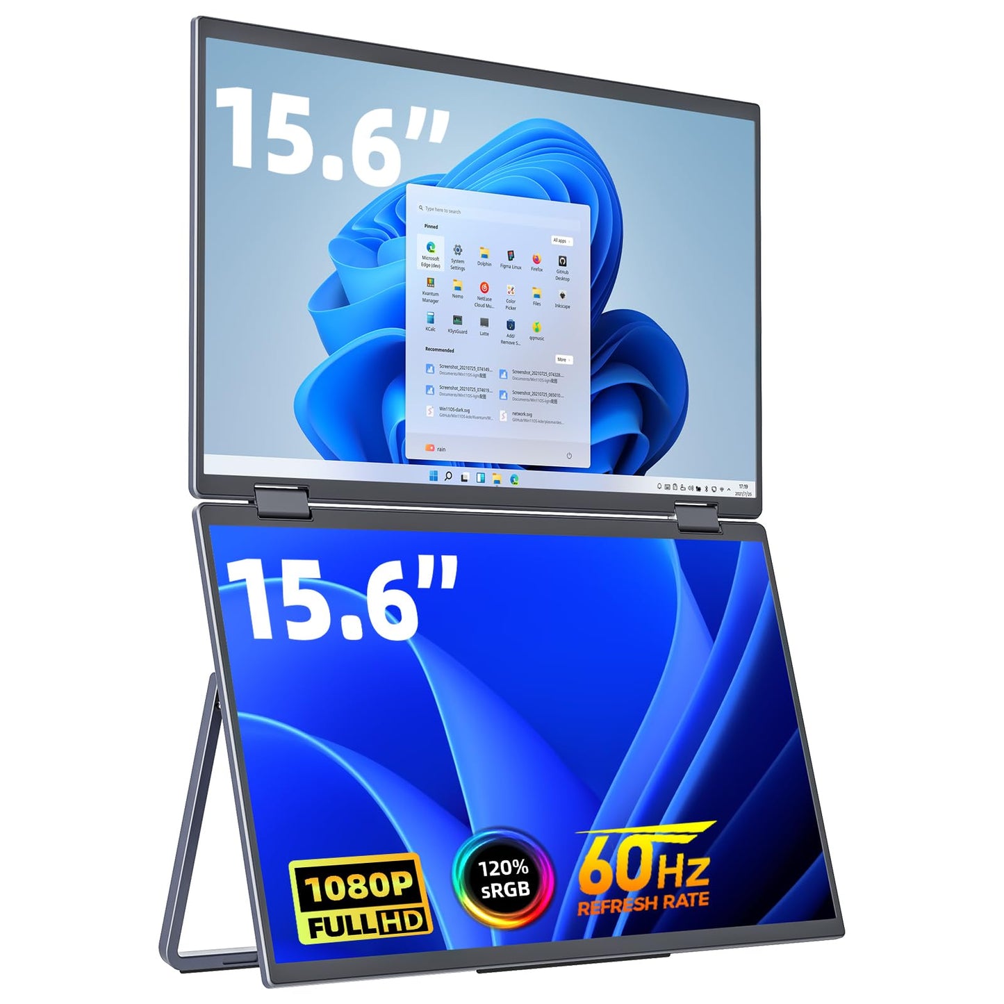 cocopar Portable Monitor 15.6 Inch 1080P Travel Monitor with Speaker HDMI USB-C External Display for Laptop MacBook Surface PC Xbox PS4/5, VESA Mountable, with Cover Stand