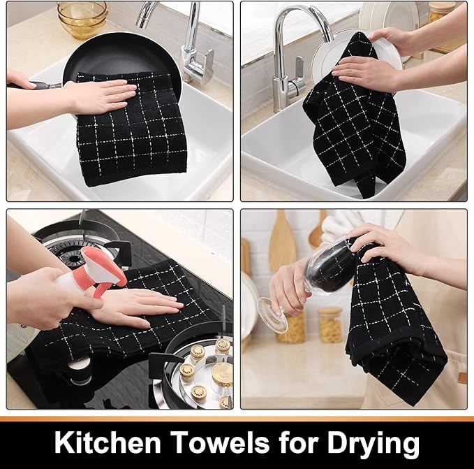 Mordimy 100% Cotton Terry Cloth Kitchen Towels, Super Soft and Absorbent Dish