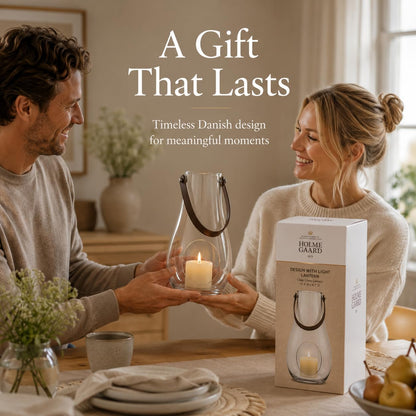 Holmegaard Design with Light Lantern, Clear, 11.4" H x 6.7" D, Designed by Maria Berntsen, Gift Box Included
