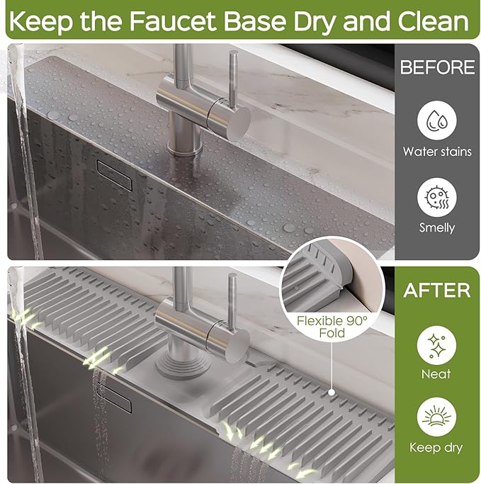 24 Inch Silicone Faucet Mat for Kitchen Sink Splash Guard – 2025 Upgraded