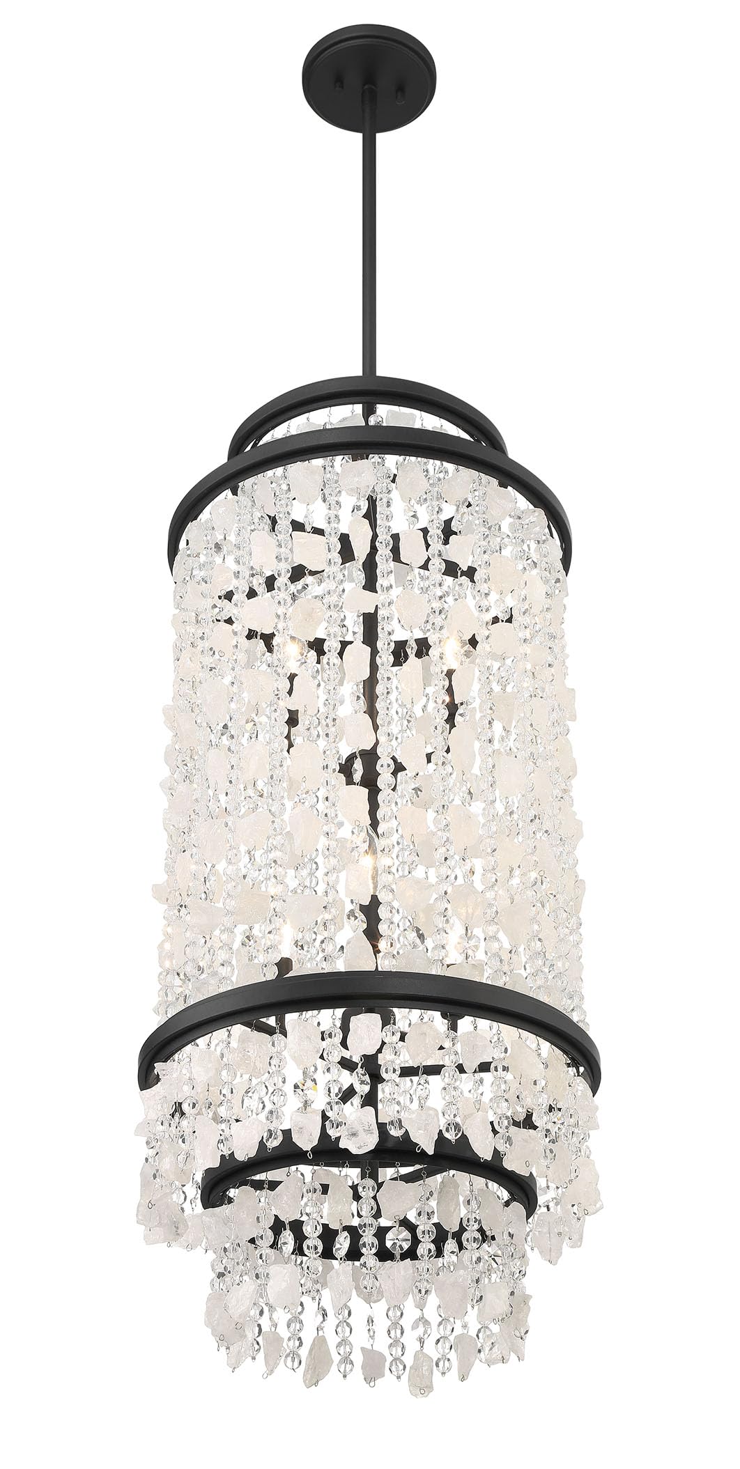 Minka Lavery 6704-66 Shimmering Elegance Quartz Crystalline Foyer Pendant Ceiling Light, 6-Light 360 Total Watts, 37" H x 16" W, Sand Coal