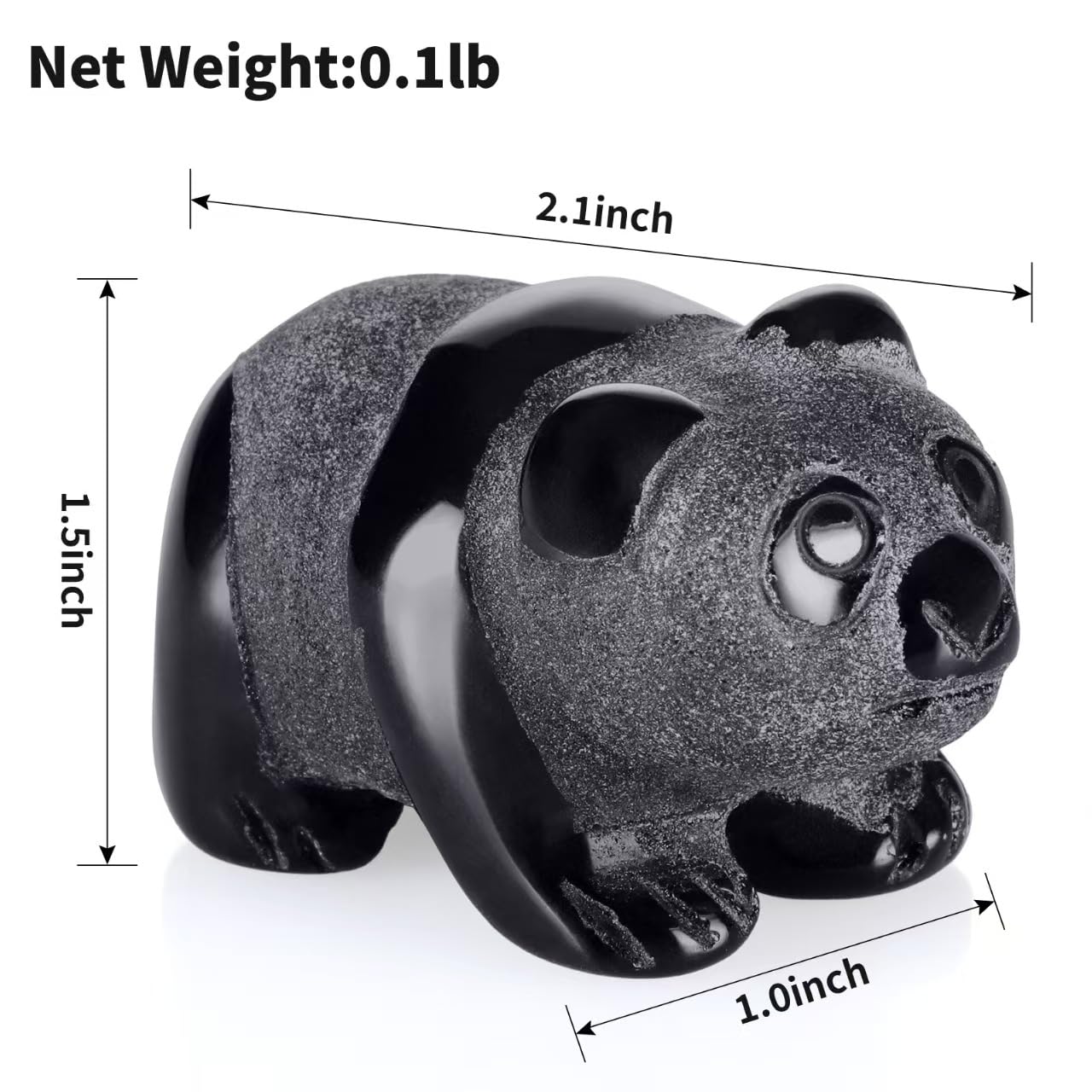 Bosfante 2" Obsidian Panda Figurine for Harmony& Resilient Gentleness,Panda Bear for Quiet Power of Nature,Panda Decor for Homes&Offices