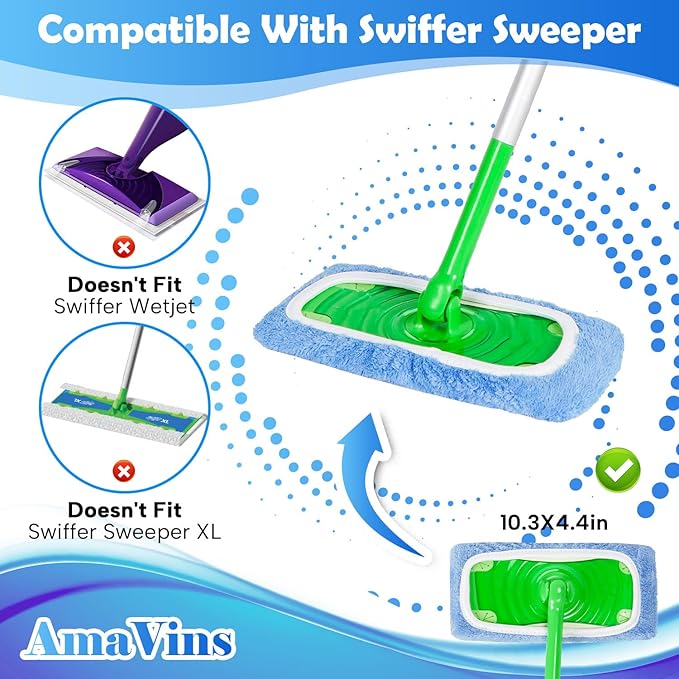 8 Pack Reusable Microfiber Mop Pads Compatible