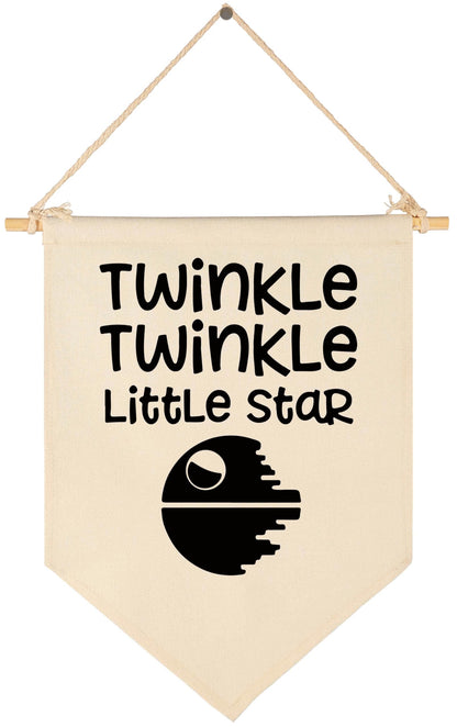 Twinkle Twinkle Little Star- Canvas Hanging Pennant Flag Wall Sign Decor Gift for Baby Kids Boy Nursery,Kids Room Playroom Decor- Star Wars Quotes Banner