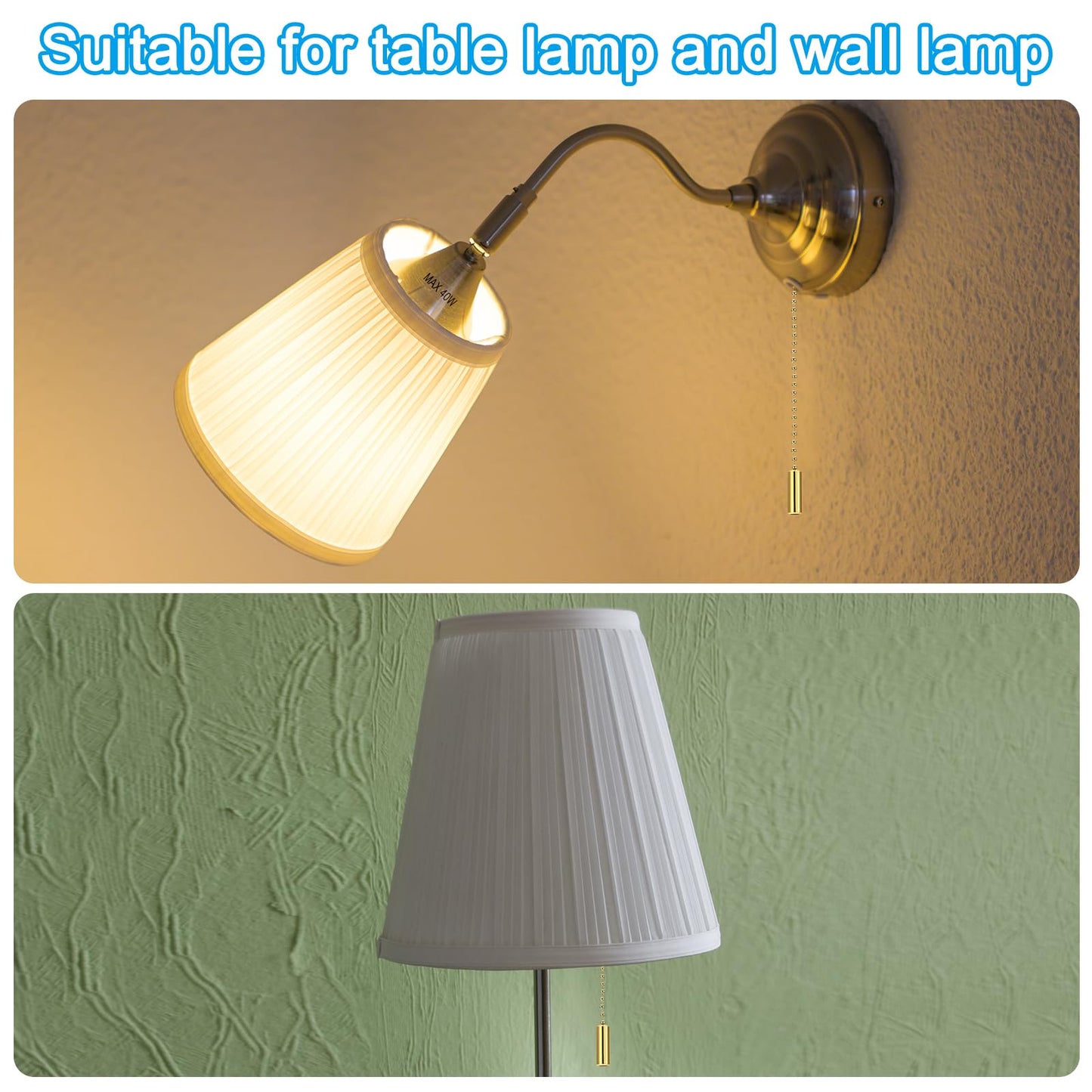 PATIKIL 1M 3.3ft Ceiling Fan Pull Chain, 4 Pcs Beaded Pulls Cord Extender Cylinder Pendant for Fan Light Chandelier Table Lamp Pulling Switch, Gold Tone