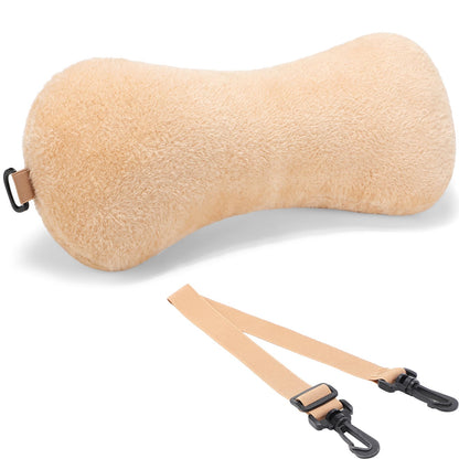 1 Pc Neck Pillow for Recliner Headrest Pillow Bone Shaped Chair Plush with Adjustable Strap Neck Support and Pain Relief Curve Head Cushion for Car Travel Airplane (Grey)