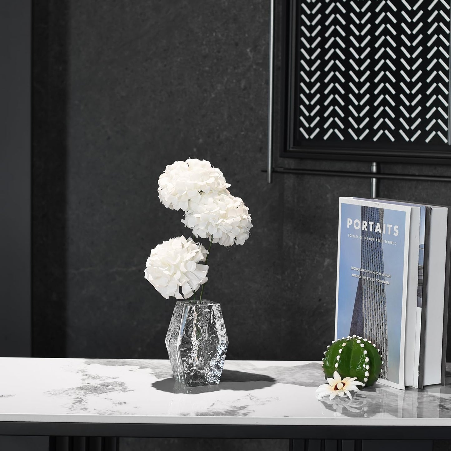 Glacier Series Crystal Vase 4.7-inch High, Modern Crystal Home Office Decor for Living Room Dining Table Centerpieces, Birthday and Wedding