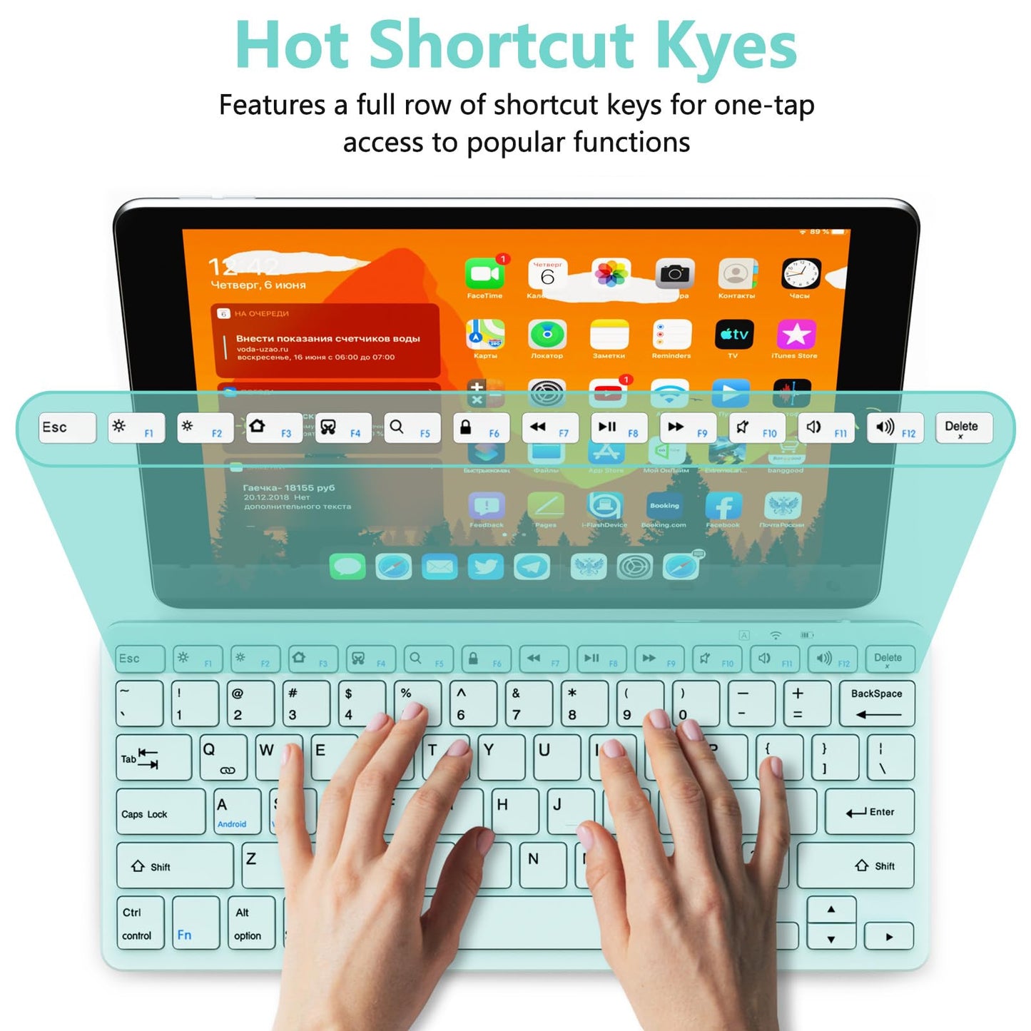MMK Bluetooth Keyboard, Tablet Keyboard Compatible iPad 11th Generation,iPad 10th/9th/8th & Air 5th/4th, iPda Pro 13/12.9/11-Inch and Air 13/11-Inch Models and More Bluetooth-Enabled Devices-White