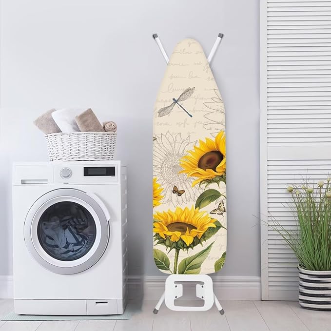 Sunflower Ironing Board Cover and Pad, Dragonfly Iron Board Cover Non-Slip