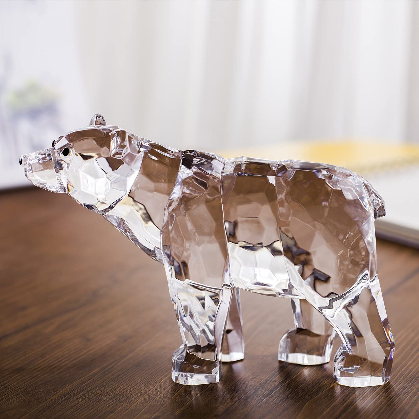 DANRECIN Acrylic Bear Figurine Cute Animal Home Decor Not Crystal Decorations for Bookshelf Dinner Table and Desk (A)