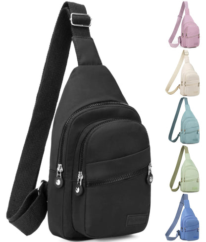 Small Sling Backpack Crossbody Sling Bag for Women, Chest Bag Daypack Fanny Pack Cross Body Bag for Outdoors Hiking Traveling - Black