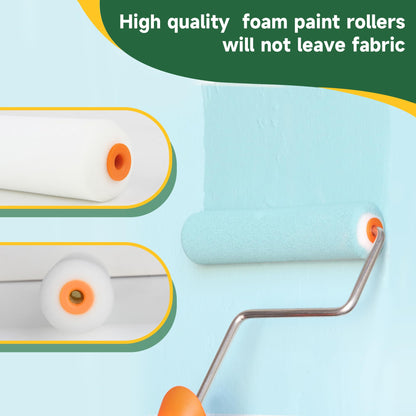 VOOMEY High Density Foam Paint Roller,Paint Roller Covers 6 inch,Small Paint Roller, Sponge Rollers for Painting House,Walls,Ceilings, Doors,Furniture(10 pack)