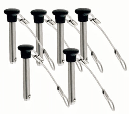 4Pcs Diameter 3/16" Stainless Steel Black Nylon Head Pin With Lanyard - Marine Bimini Top Pull Pins for Swivel Ball Deck Hinge Quick Release (4)