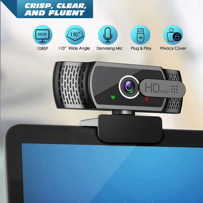 YIMONA Webcam for PC with Microphone - 1080P FHD Webcam with Privacy Cover, Plug and Play USB Web Camera for Desktop & Laptop Conference, Meeting, Zoom, Skype, Facetime, Windows, Linux, and macOS