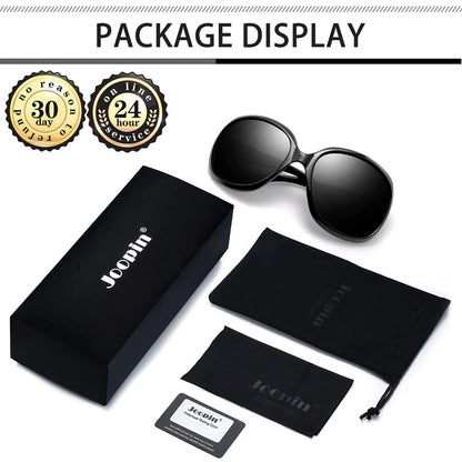 Joopin Fashion Oversized Sunglasses for Women, 100% UV Protection Large Frame Women Sunglasses Polarised Ladies Sun glasses (Elegant Black)